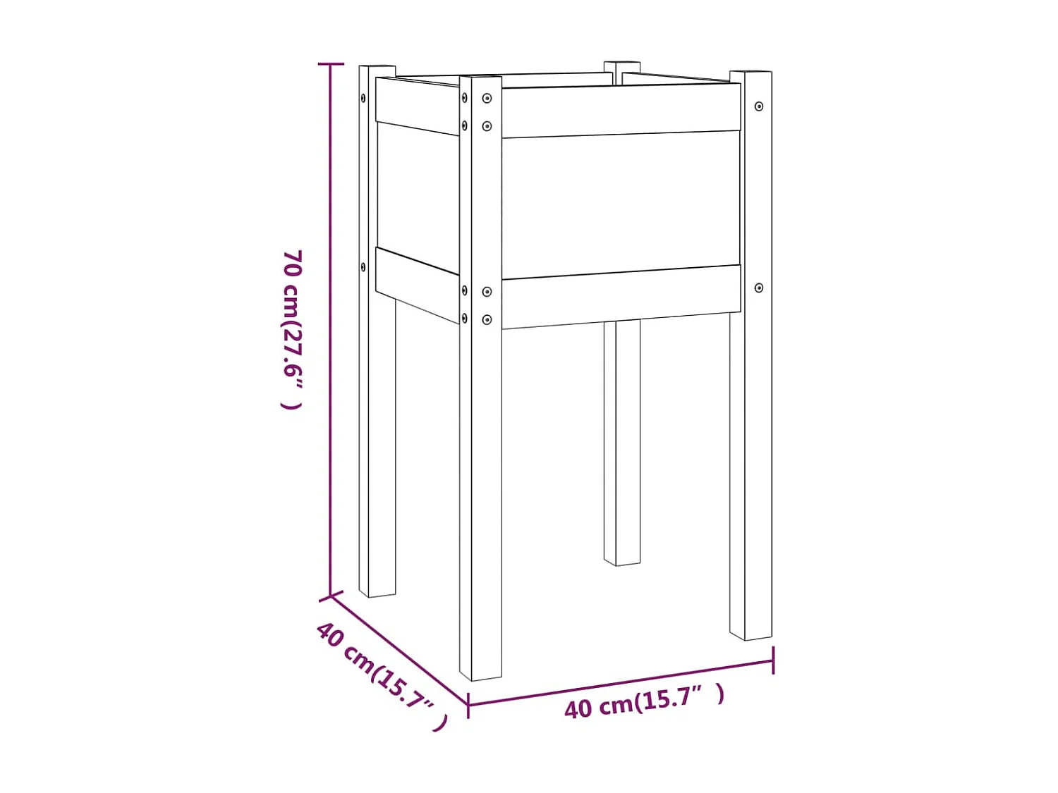 Jardinières d'extérieur 2 pcs 40x40x70 cm bois de pin massif