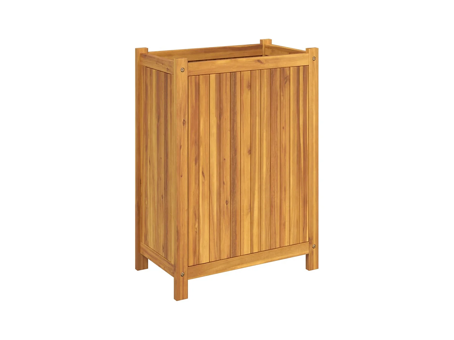 Fioriera con inserto 54x31x75 cm in legno massello di acacia