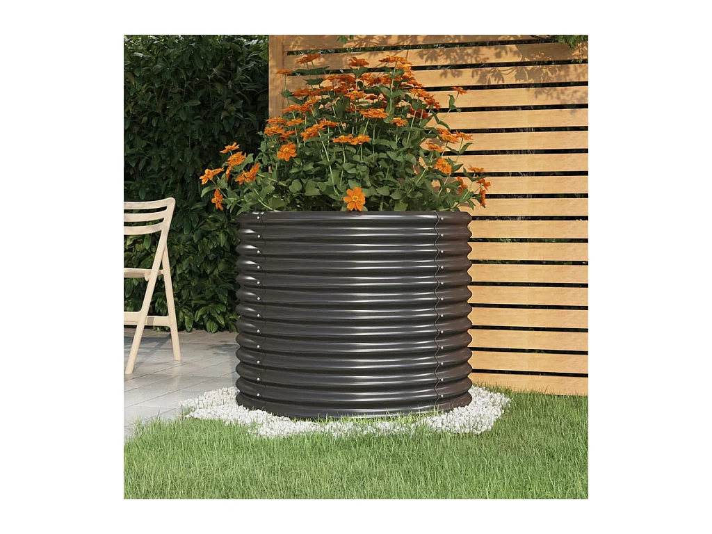 Poedergecoate stalen plantenbak 80x80x68 cm Antraciet