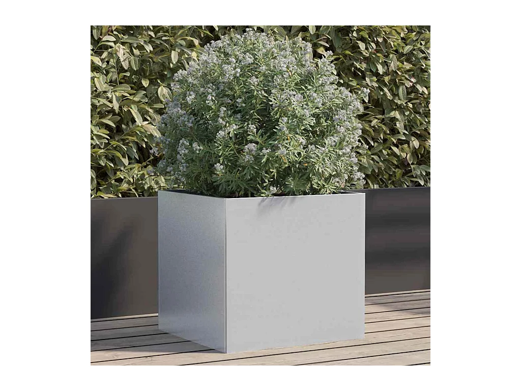 Silberner Pflanzkübel 42x40x39 cm aus verzinktem Stahl