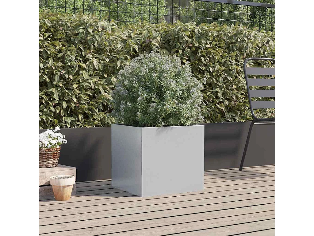 Jardinière argenté 42x40x39 cm acier galvanisé