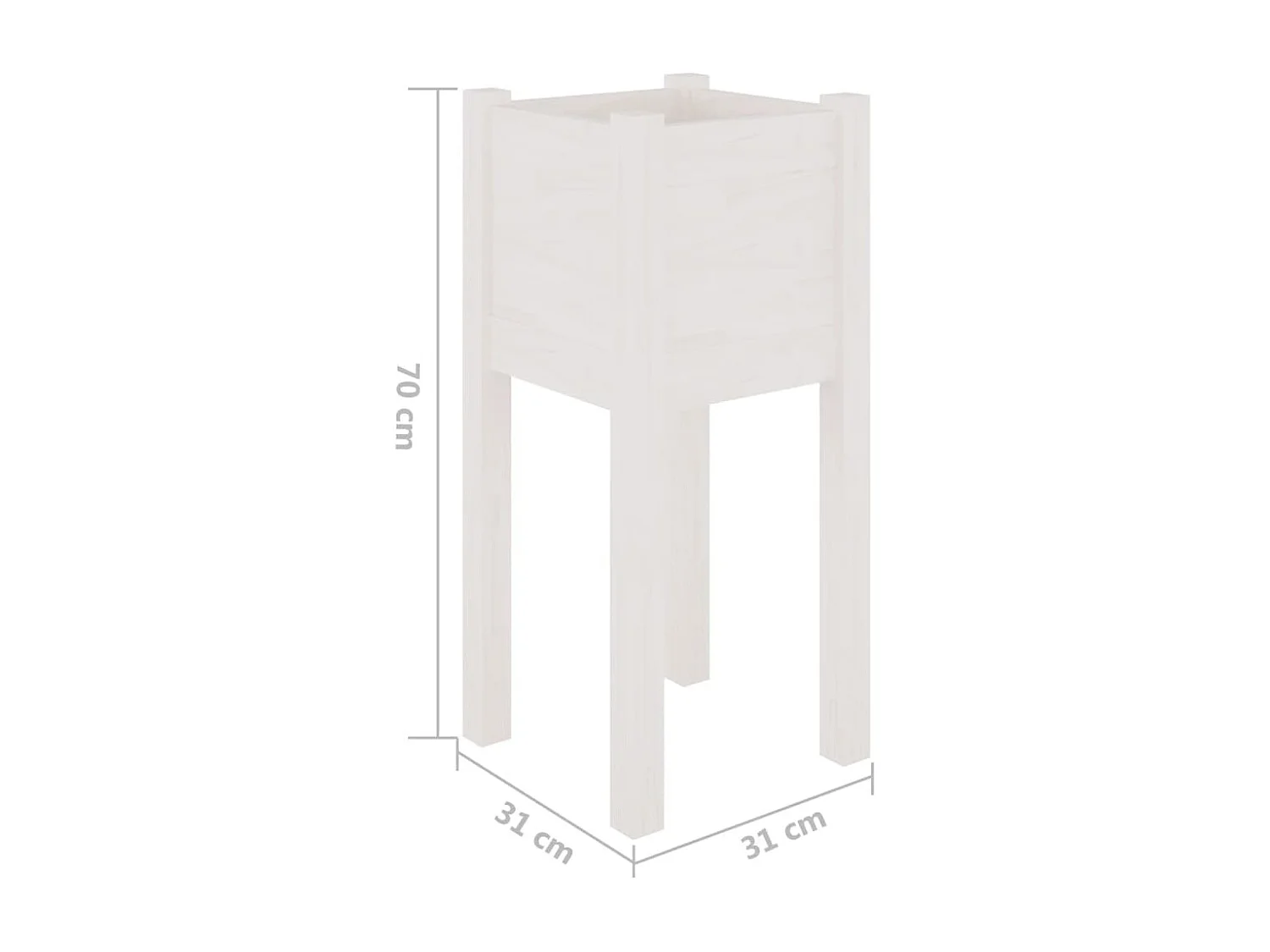 Jardinières d'extérieur 2 pcs Blanc 31x31x70 cm Bois de pin