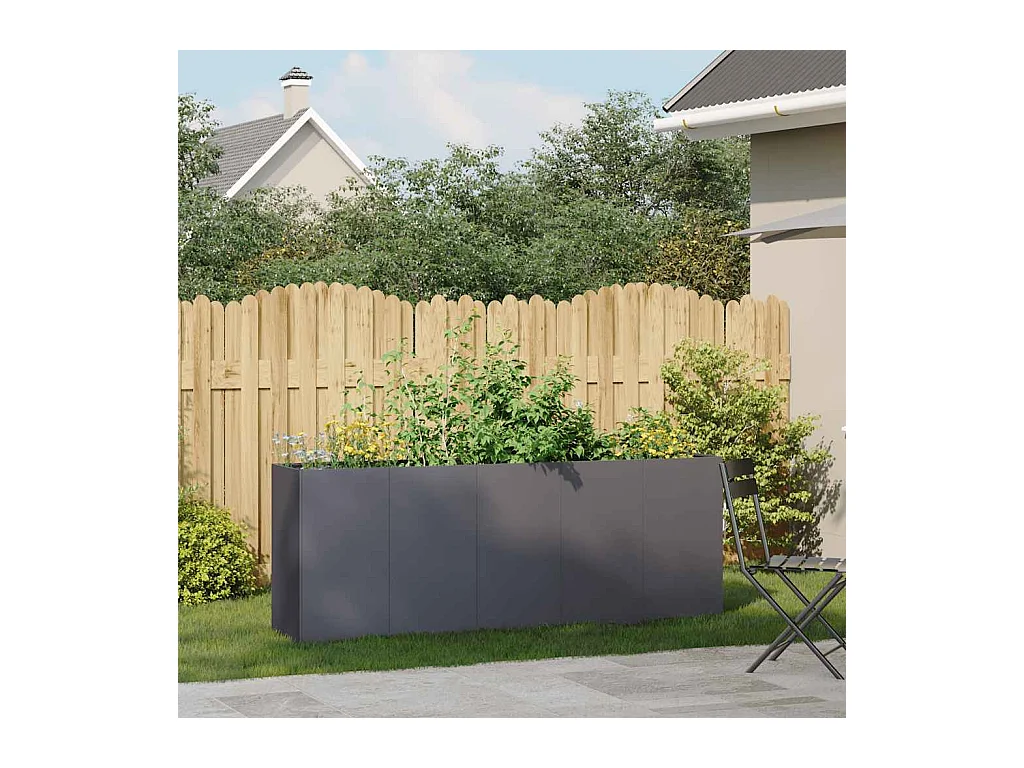 Jardinière anthracite 200x40x80 cm acier laminé à froid