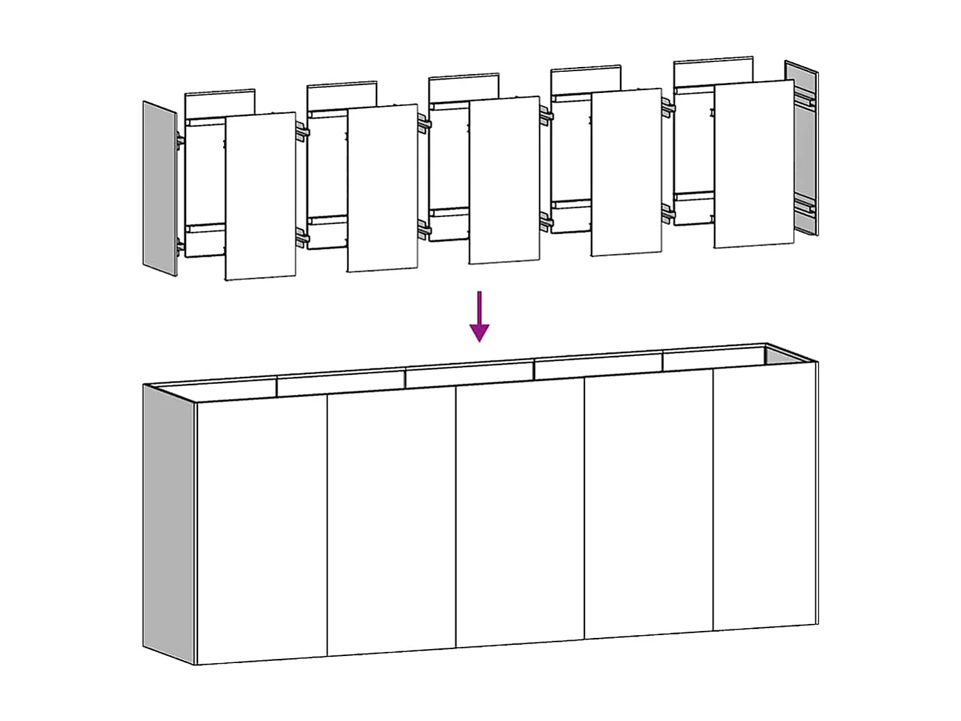 Jardinière anthracite 200x40x80 cm acier laminé à froid