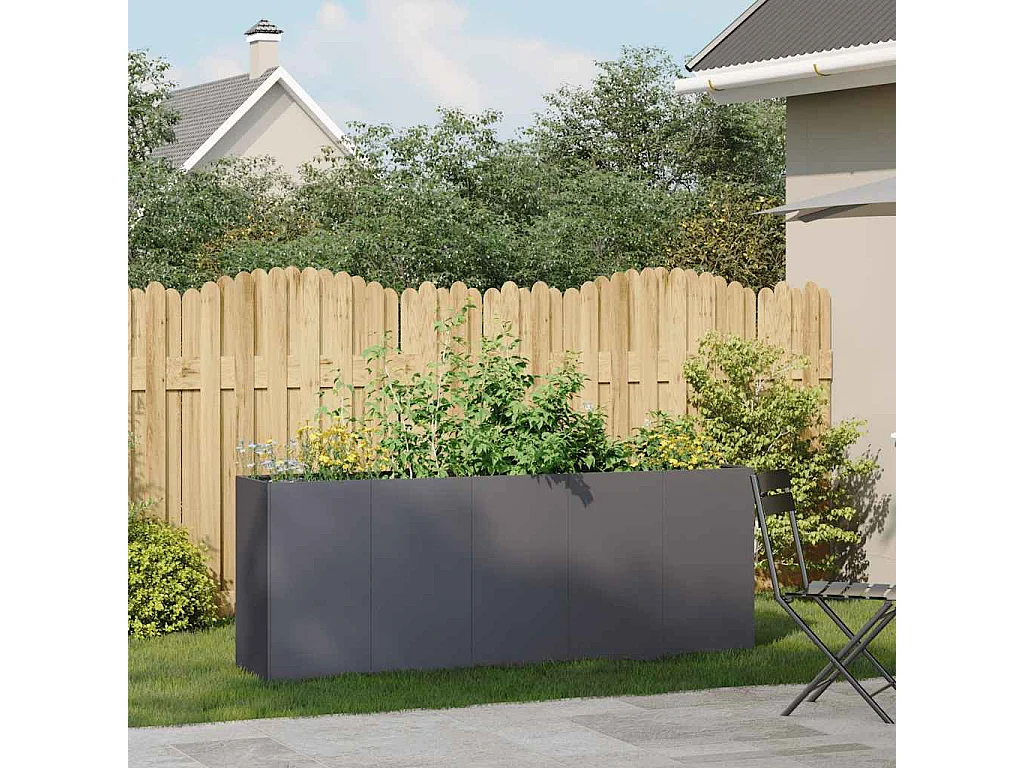 Jardinière anthracite 200x40x80 cm acier laminé à froid