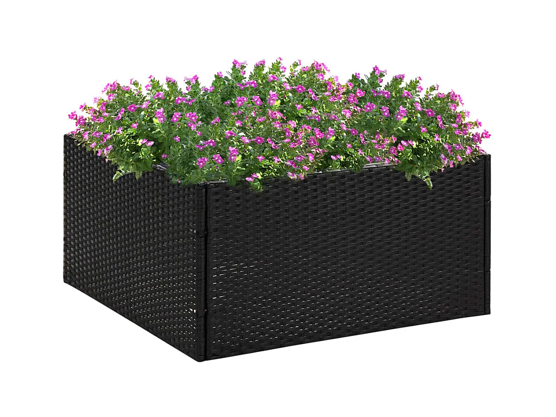 Jardinière Noir 80x80x40 cm Résine tressée