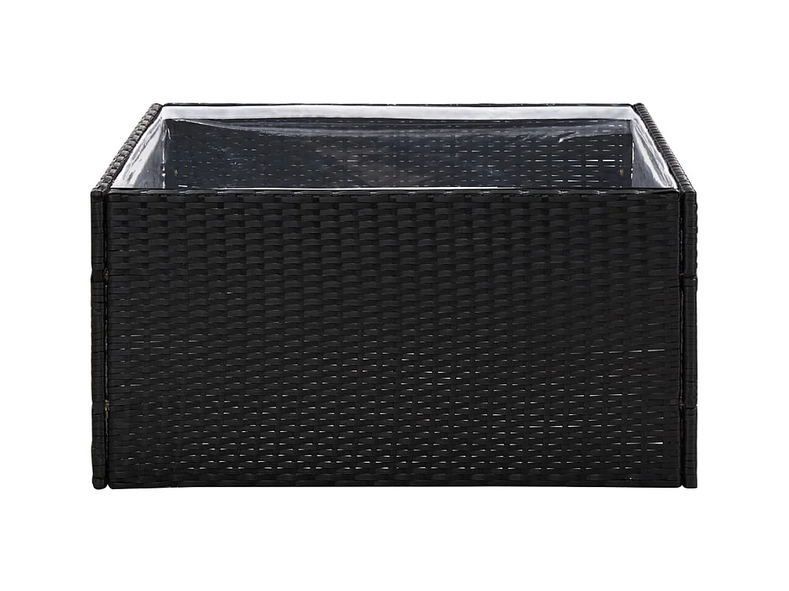 Jardinière Noir 80x80x40 cm Résine tressée