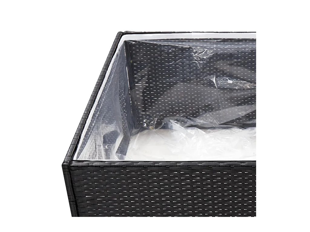 Jardinière Noir 80x80x40 cm Résine tressée