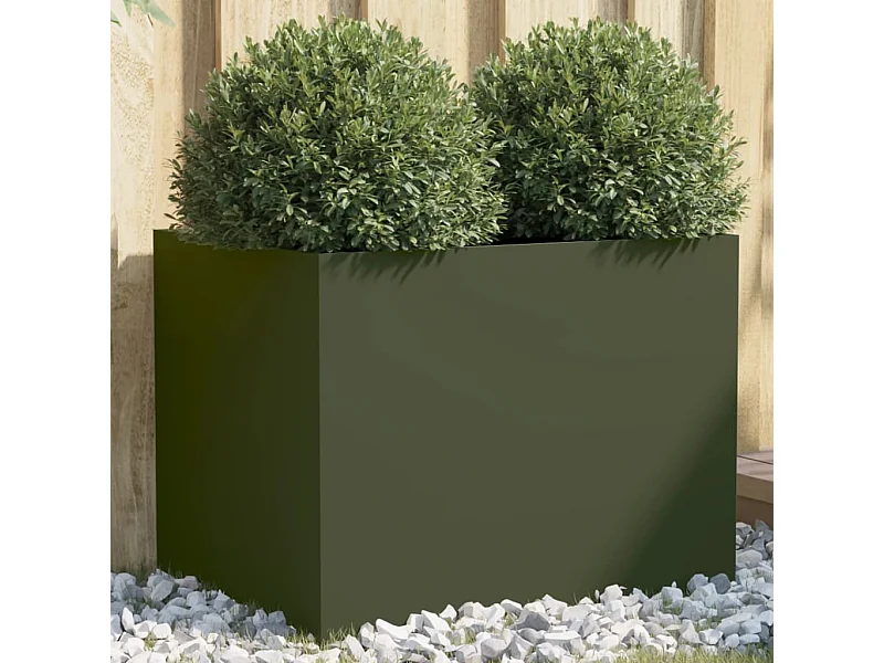 Fioriera verde oliva 62x47x46 cm in acciaio
