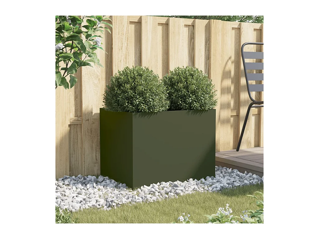 Fioriera verde oliva 62x47x46 cm in acciaio