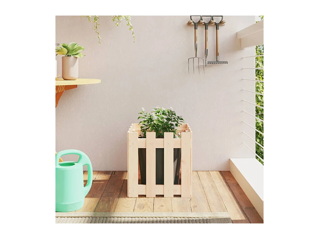 Jardinière avec design de clôture 40x40x40 cm pin massif