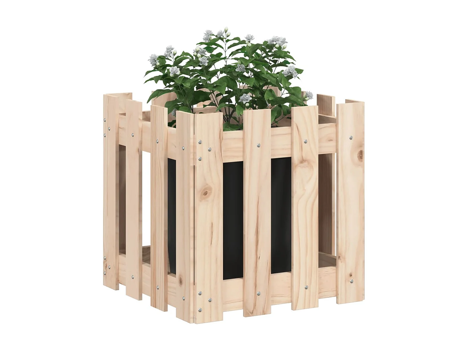 Jardinière avec design de clôture 40x40x40 cm pin massif