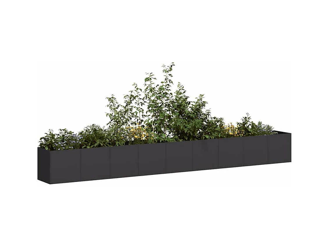 Jardinière noir 360x40x40 cm acier laminé à froid