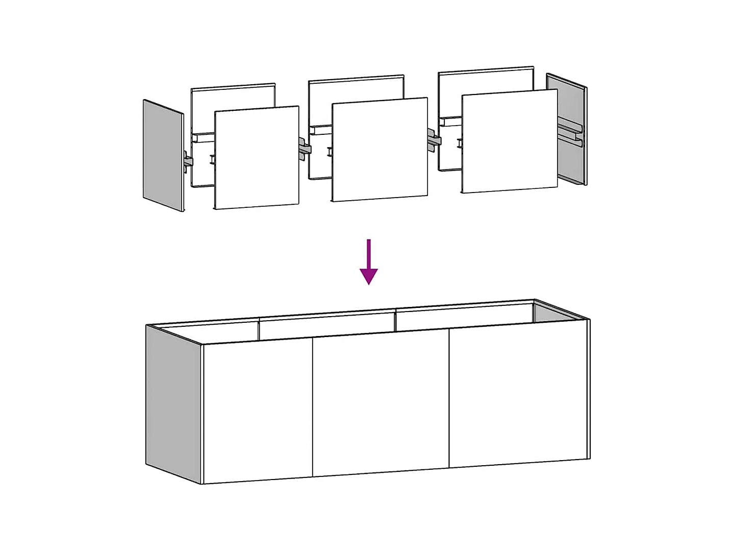 Jardinière anthracite 120x40x40 cm acier laminé à froid