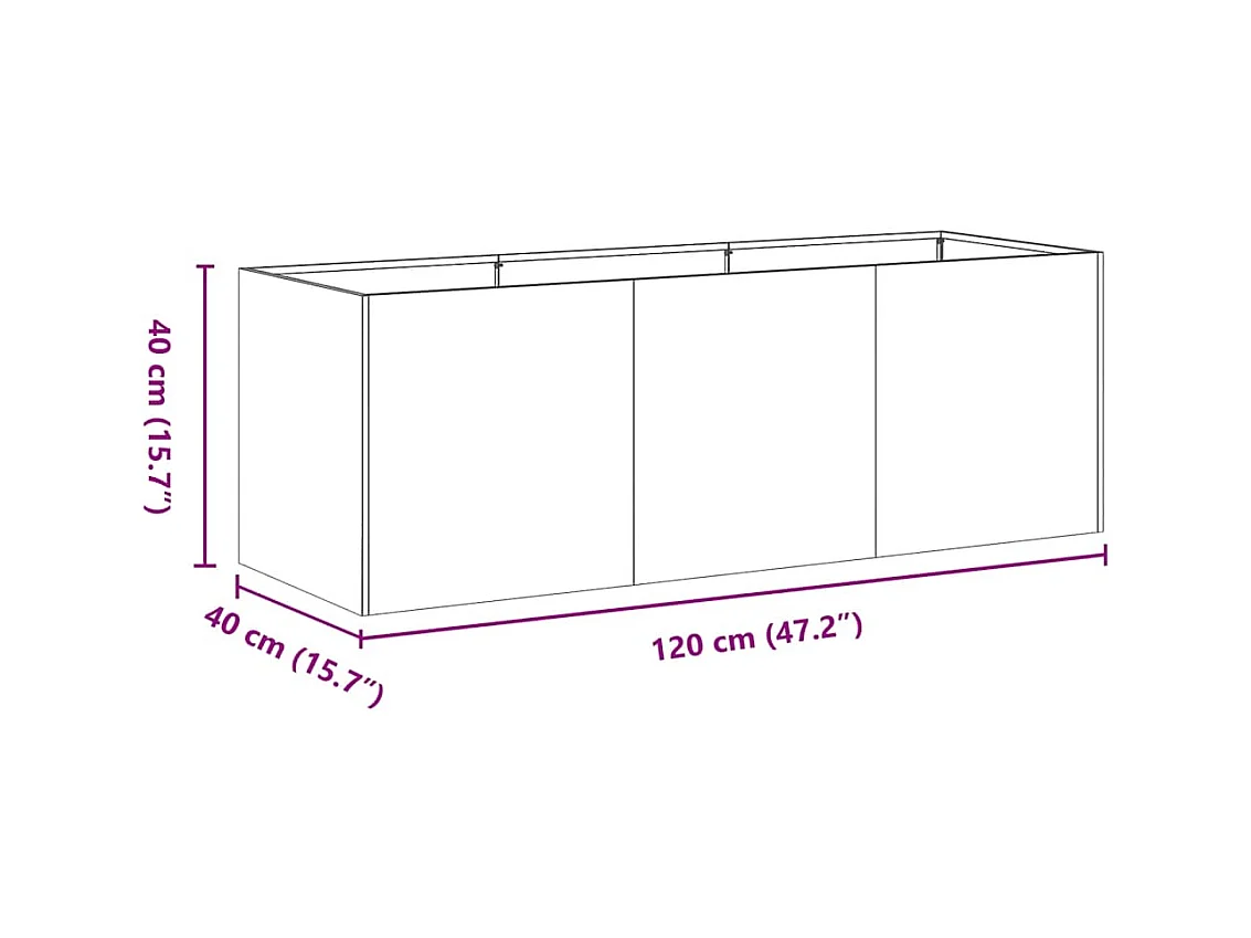 Jardinière anthracite 120x40x40 cm acier laminé à froid