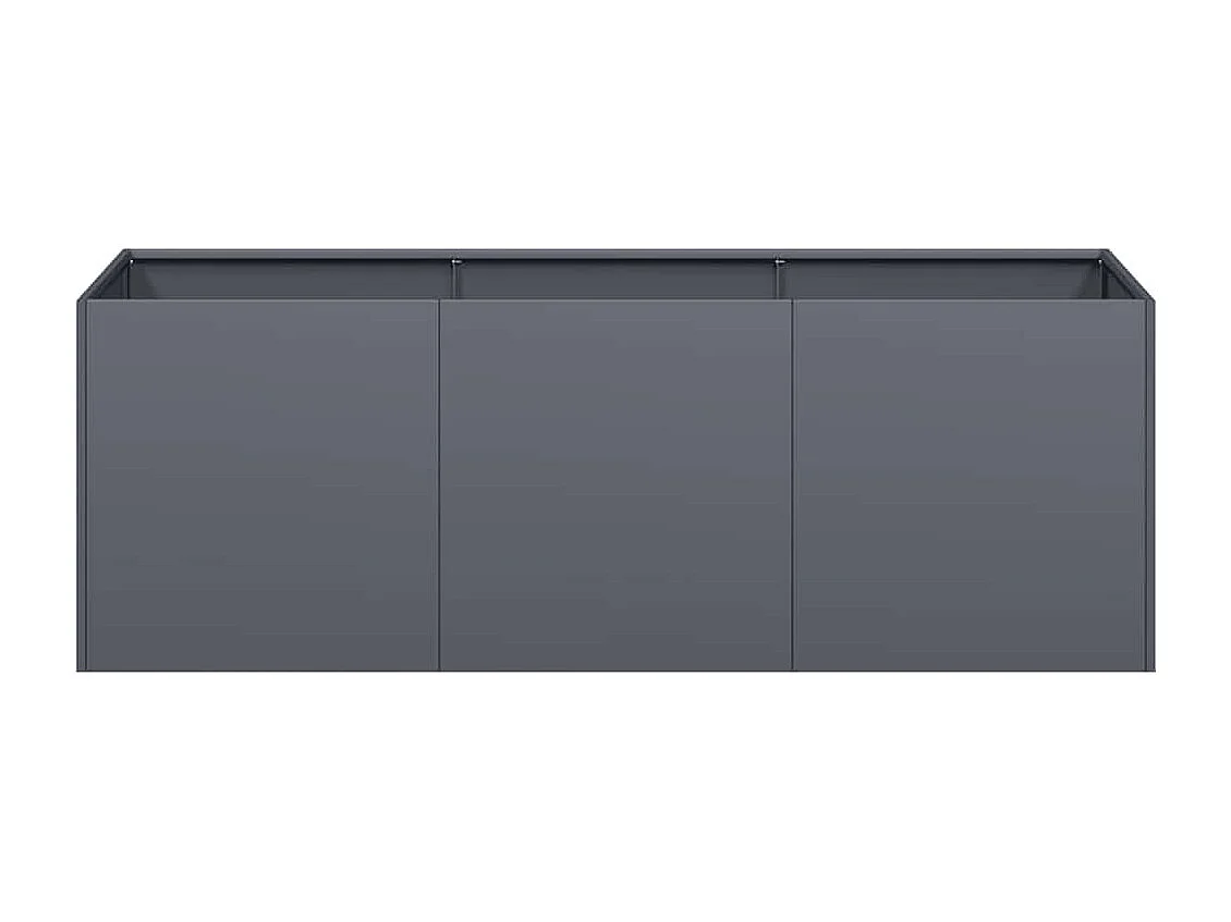 Anthrazitfarbener Pflanzkübel 120x40x40 cm aus kaltgewalztem Stahl