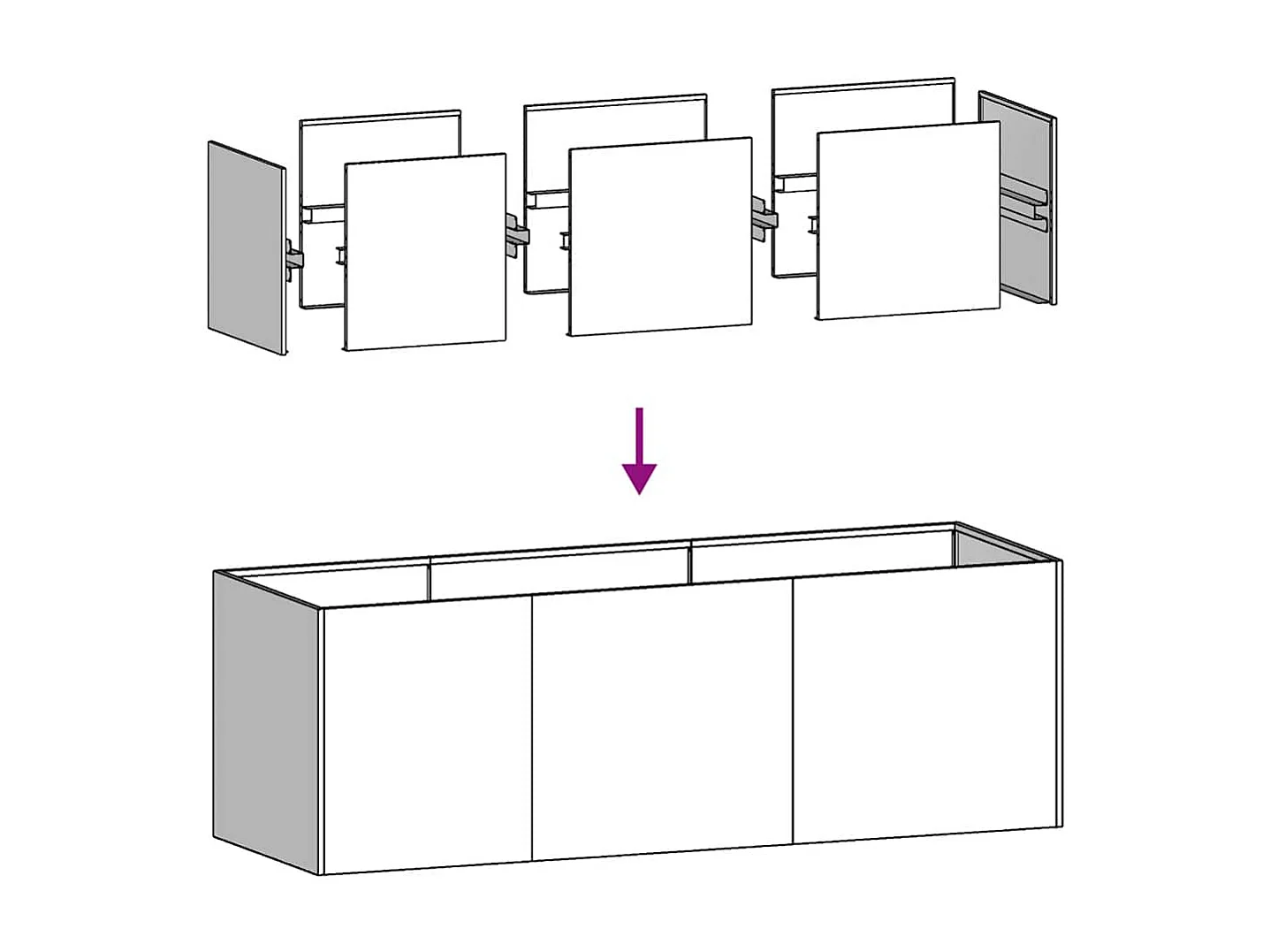 Anthrazitfarbener Pflanzkübel 120x40x40 cm aus kaltgewalztem Stahl