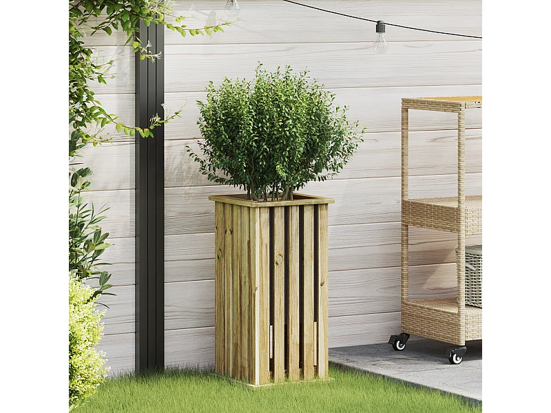 Fioriera con inserto 33x33x65 cm in legno di pino impregnato