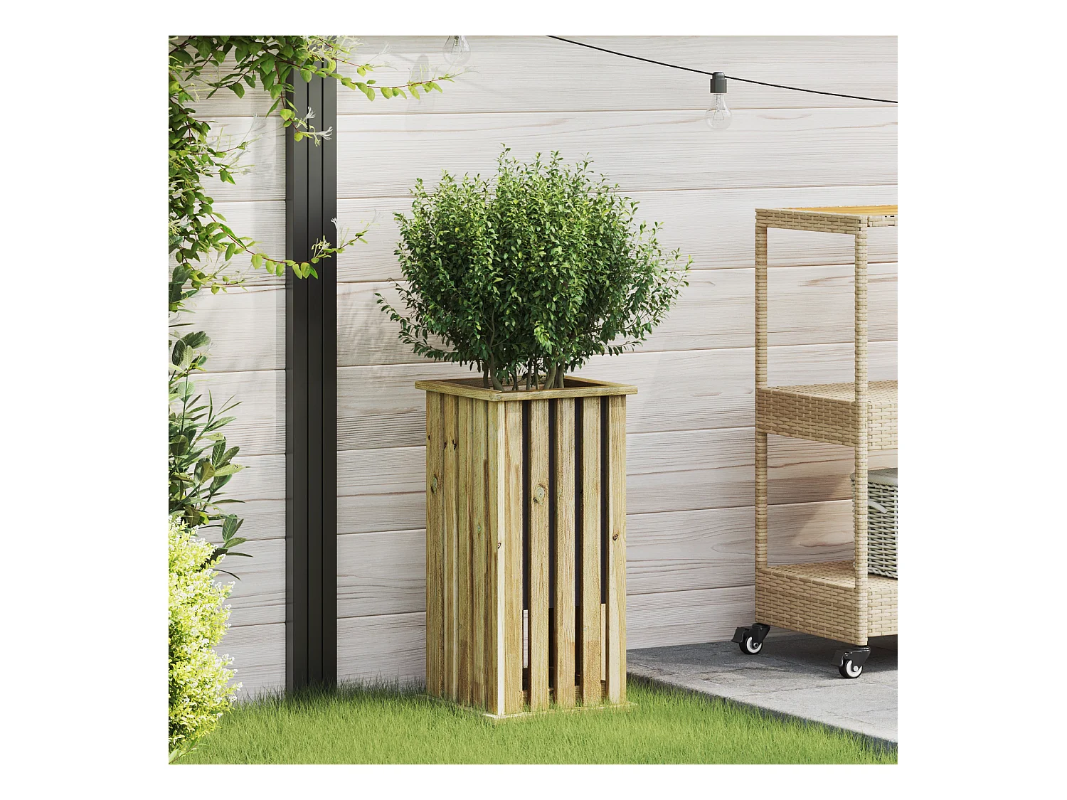 Jardinière avec Doublure 33x33x65 cm Bois Imprégné Pin