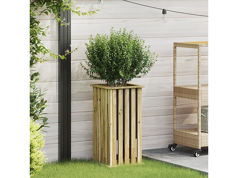 Jardinera con Liner 33x33x65 cm Madera de Pino Impregnada