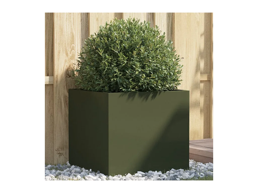Olijfgroene plantenbak 49x47x46 cm staal