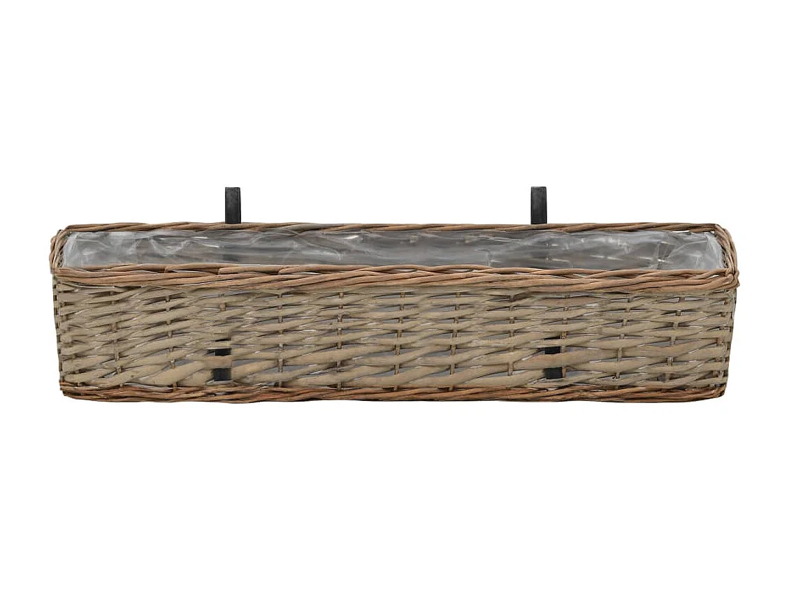 Fioriere da balcone 2 pezzi in vimini con rivestimento in PE 80 cm