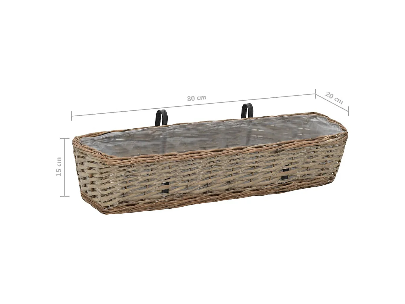 Jardinières de balcon 2 pcs osier avec revêtement en PE 80 cm