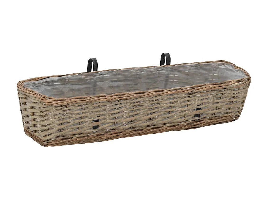 Jardinières de balcon 2 pcs osier avec revêtement en PE 80 cm