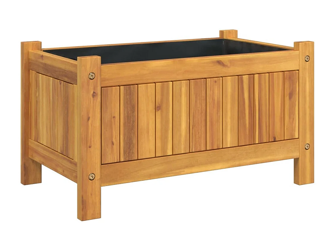 Fioriera con inserto 54x31x30 cm in legno massello di acacia