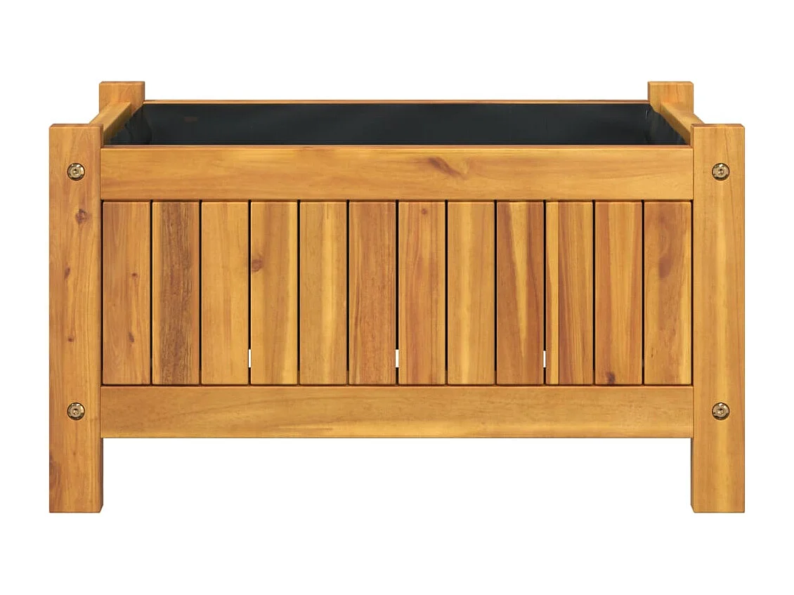 Fioriera con inserto 54x31x30 cm in legno massello di acacia