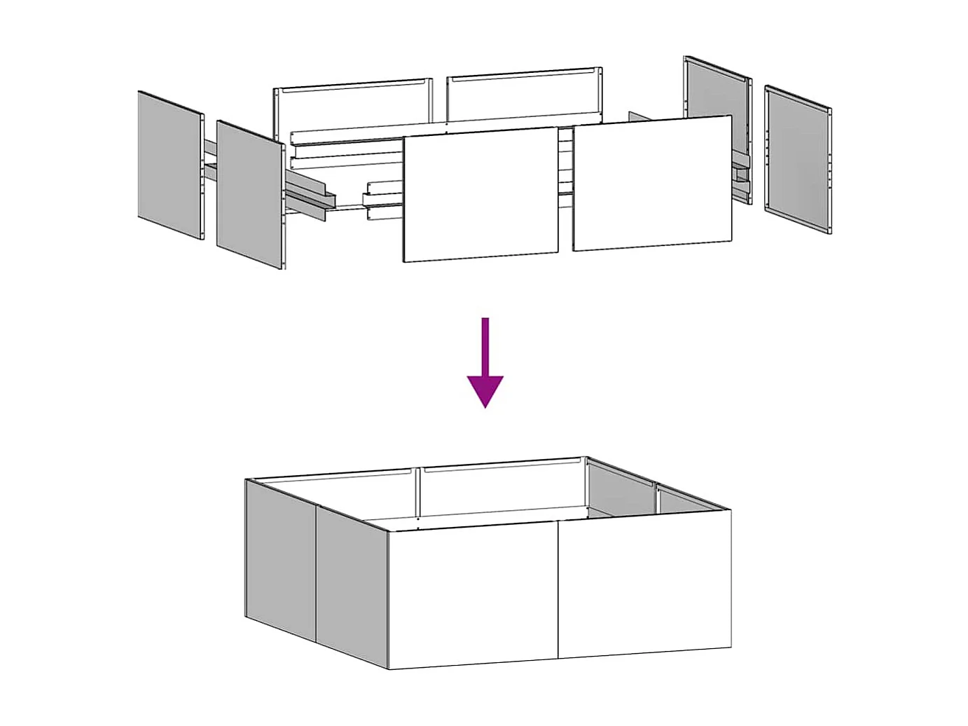 Fioriera antracite 100x100x40 cm in acciaio