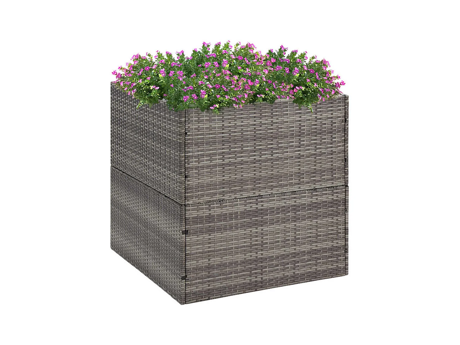 Jardinière Gris 80x80x80 cm Résine tressée