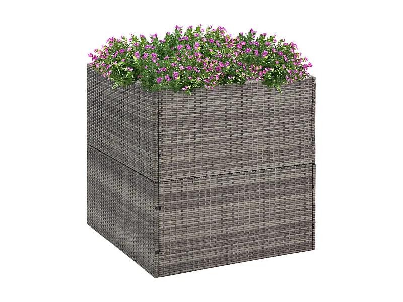 Jardinera gris 80x80x80 cm resina tejida