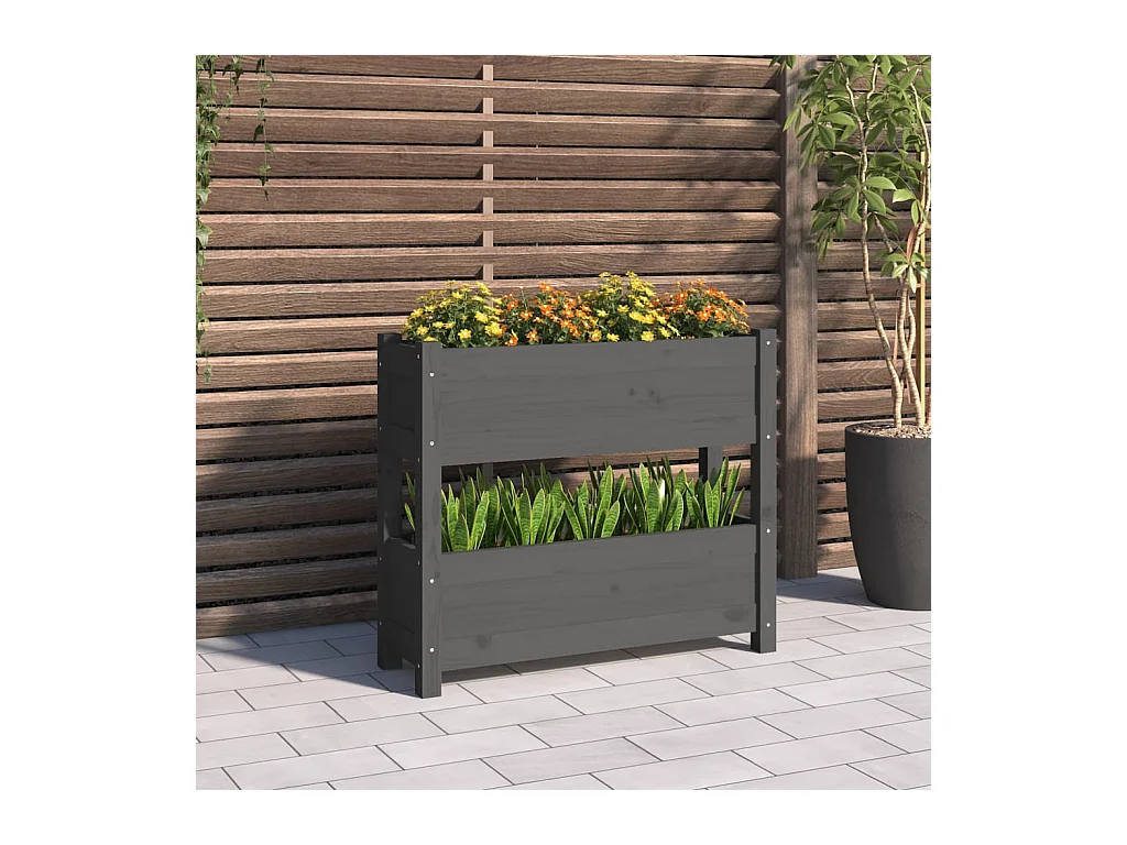 Jardinière Gris 77x25x66 cm Bois massif de pin