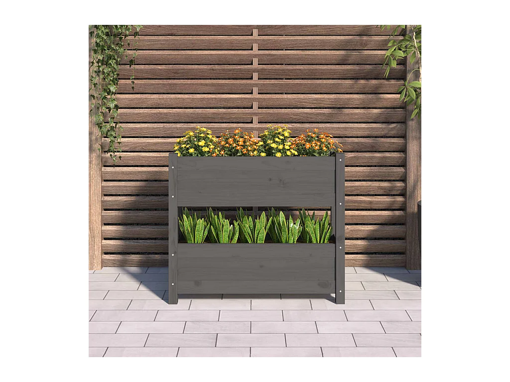 Jardinière Gris 77x25x66 cm Bois massif de pin