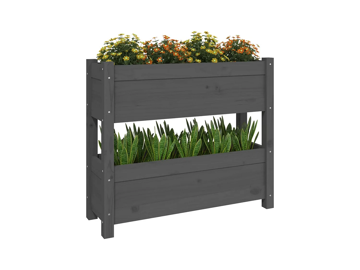 Jardinière Gris 77x25x66 cm Bois massif de pin