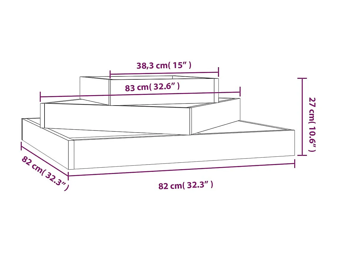 Jardinière 83x83x27 cm Bois massif de pin