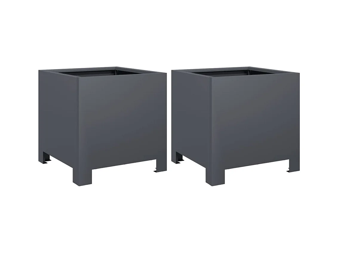 Jardinières 2 pcs anthracite 30x30x30 cm acier