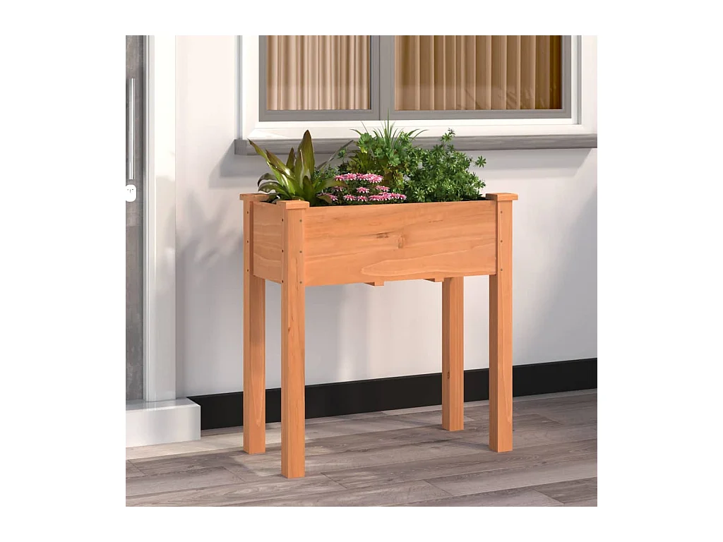 Pflanzkübel mit braunem Futter 71x37x76cm Massivholz Tannenholz