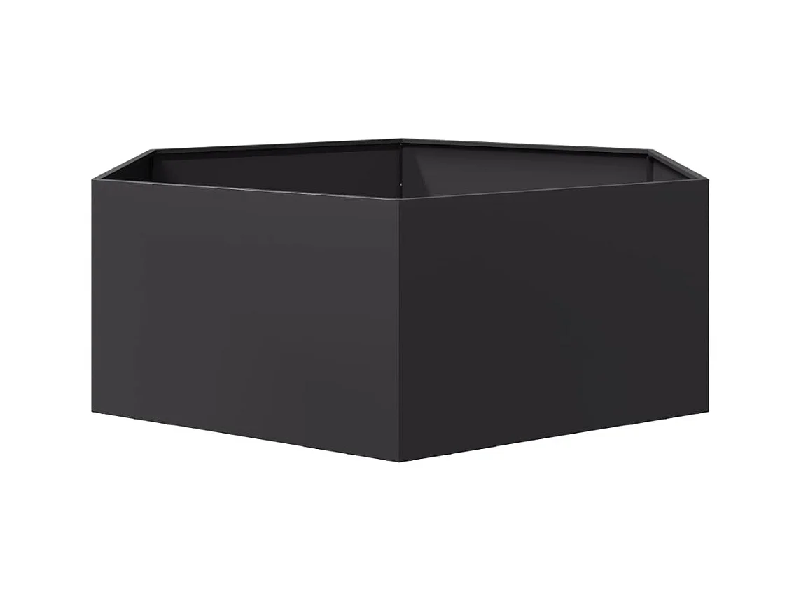 Schwarzer sechseckiger Blumentopf 138x120x45 cm Stahl