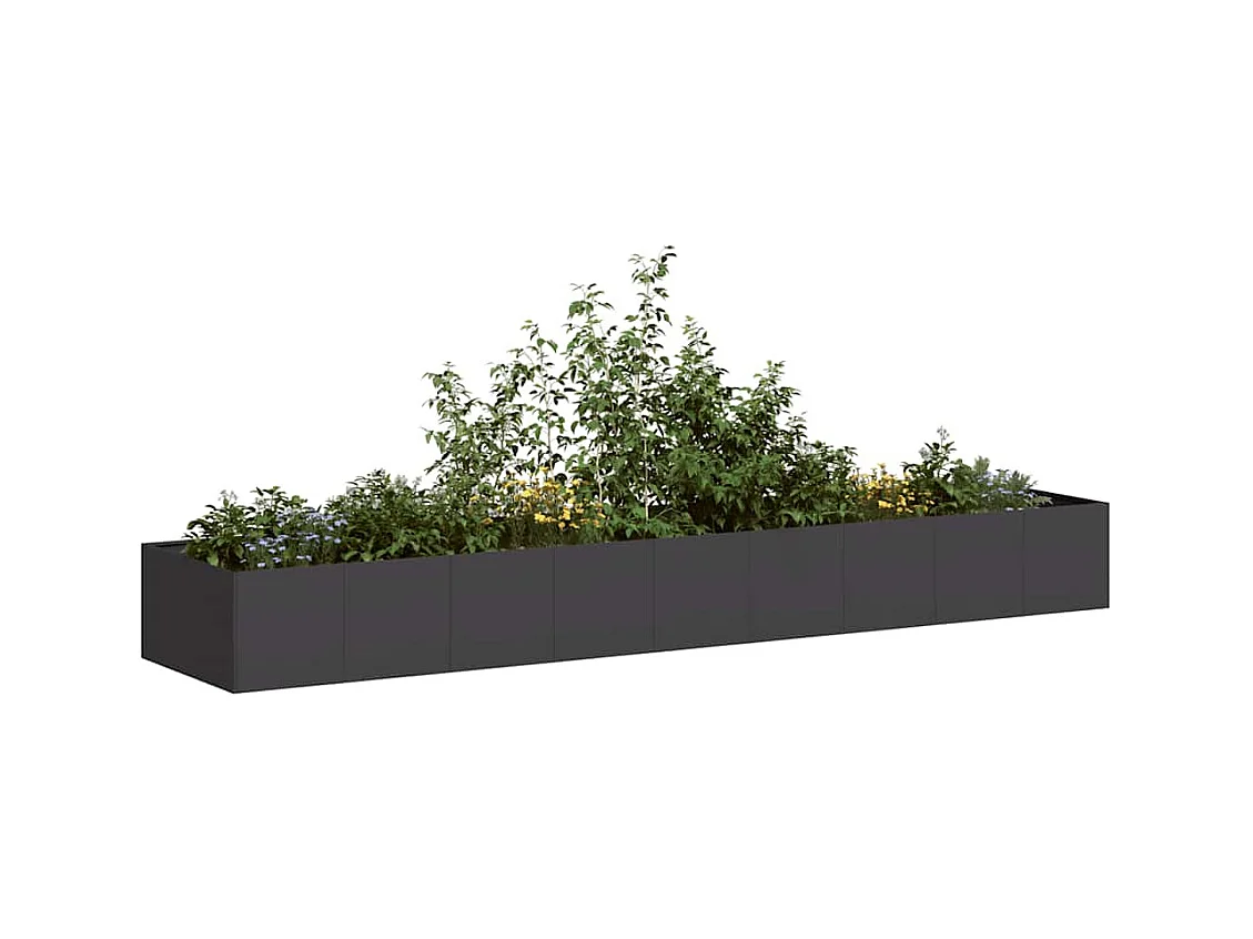 Schwarzer Pflanzkübel 360x80x40 cm Stahl