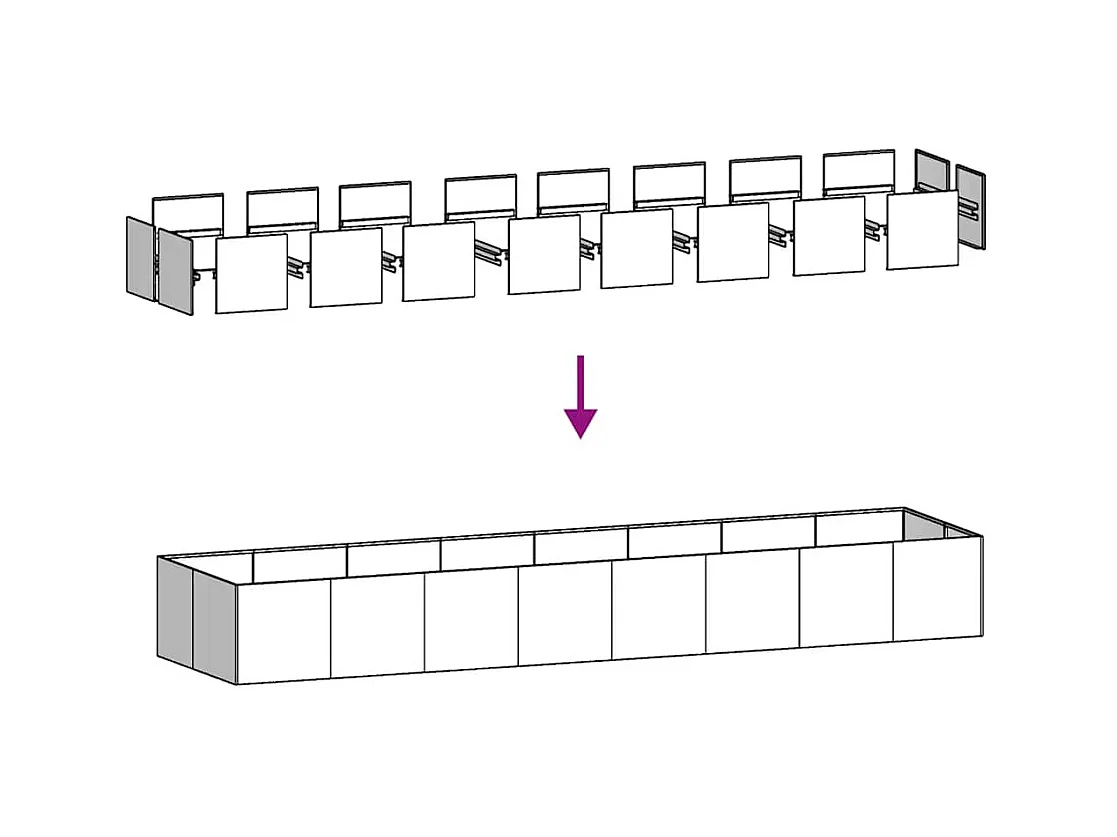 Schwarzer Pflanzkübel 360x80x40 cm Stahl