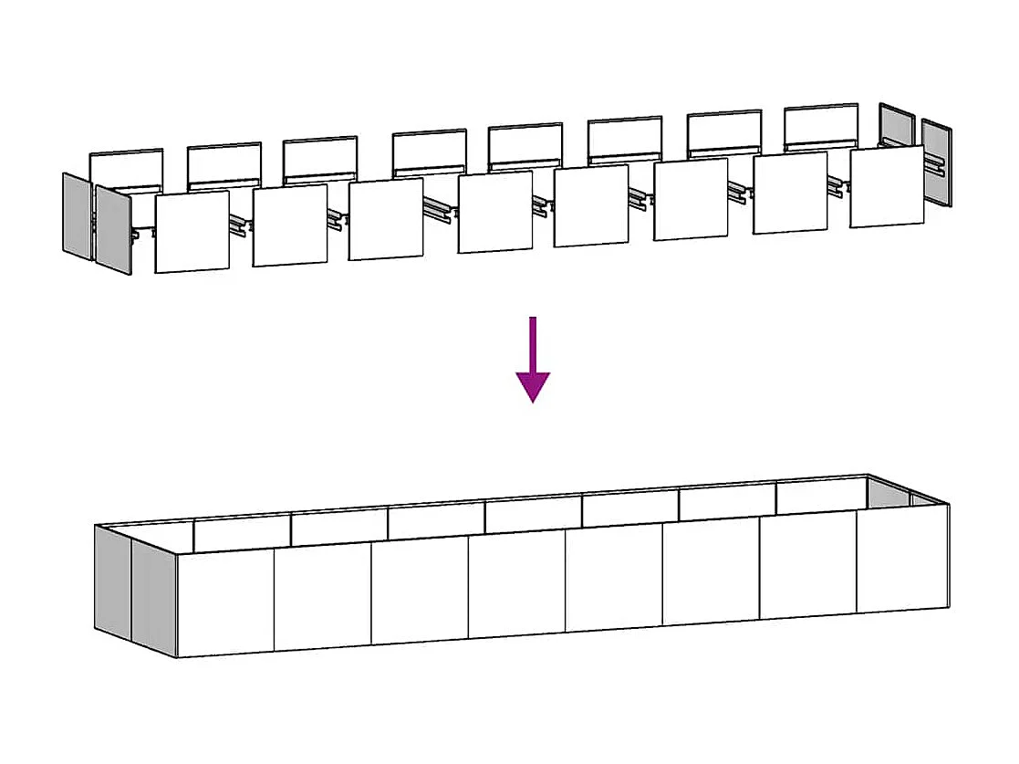 Jardinière noir 360x80x40 cm acier