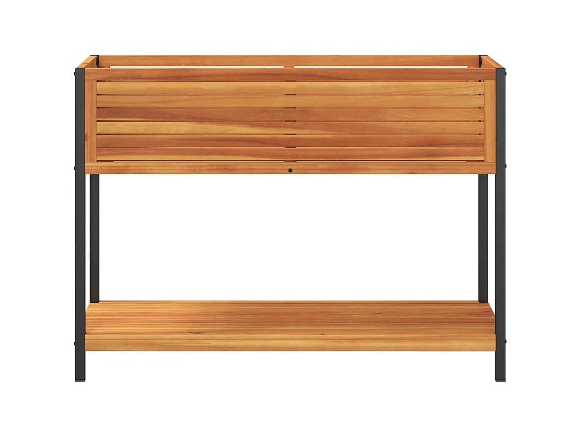 Jardinière et étagère 110x45x80cm bois massif d'acacia et acier