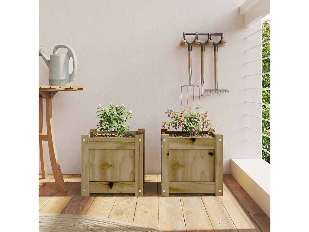 Jardineras 2 piezas madera de pino impregnada