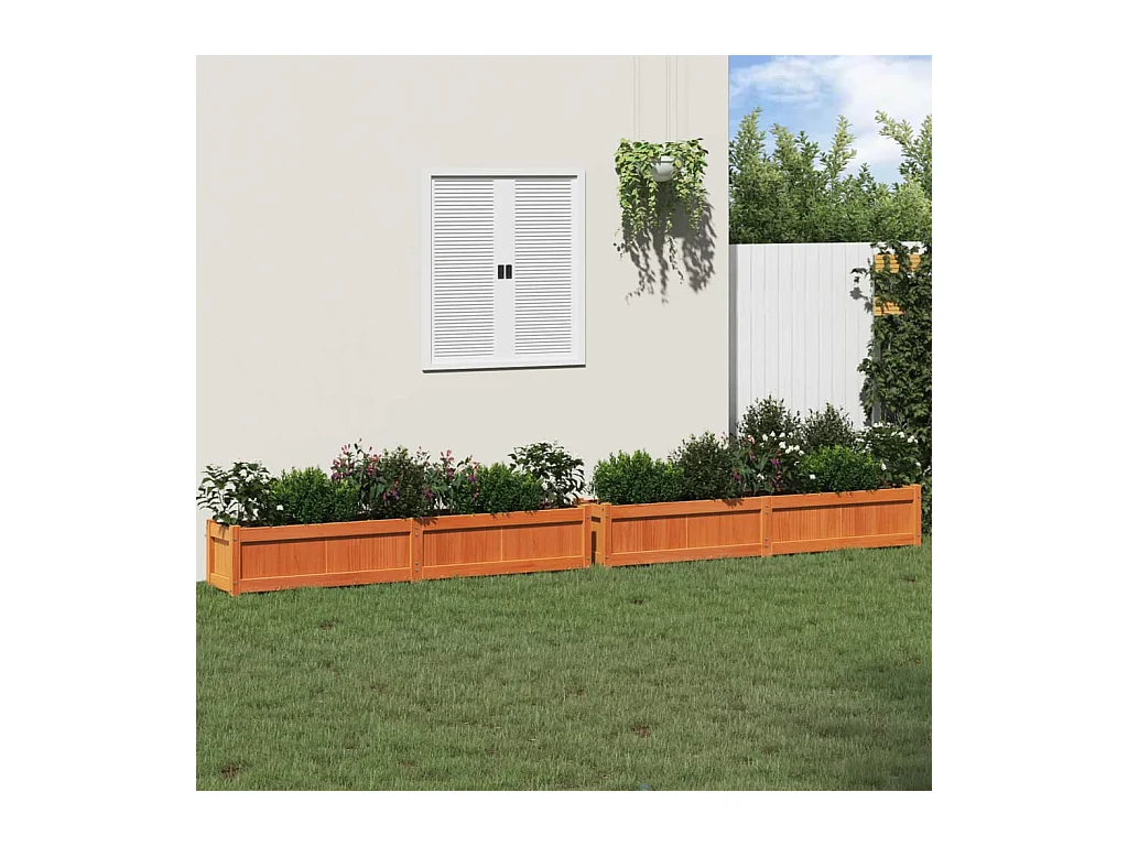 Plantenbakken 2 stuks bruin was massief grenenhout