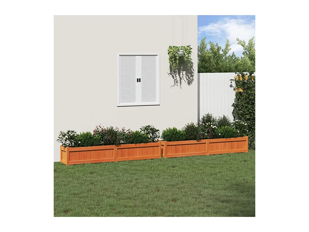 Plantenbakken 2 stuks bruin was massief grenenhout