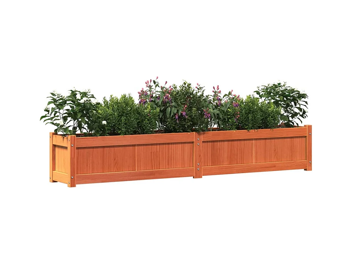 Plantenbakken 2 stuks bruin was massief grenenhout