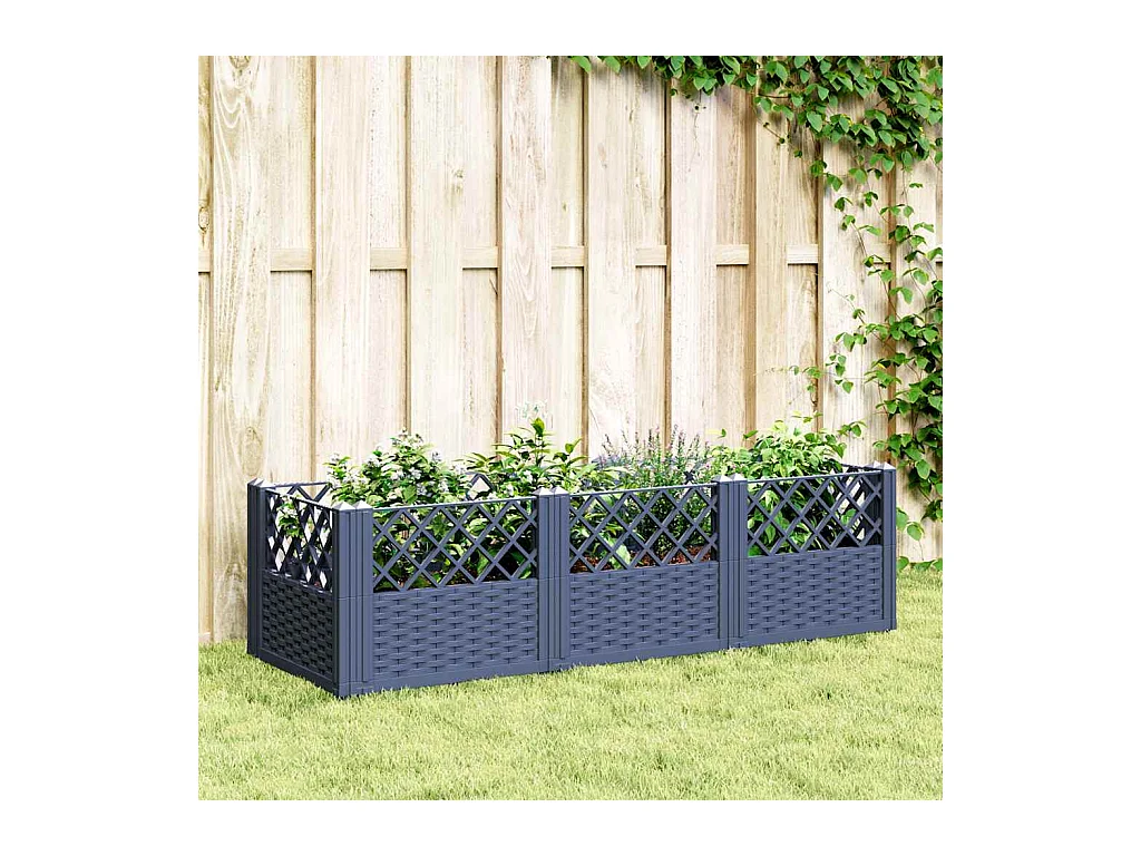 Bloembak met palen blauwgrijs 123,5x43,5x43,5 cm PP