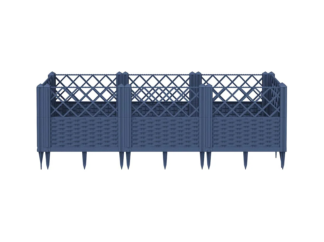 Bloembak met palen blauwgrijs 123,5x43,5x43,5 cm PP